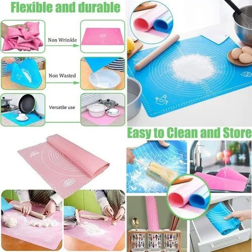 Combo - Silicone Baking mat + Ice Cube Tray + Strectable Lids